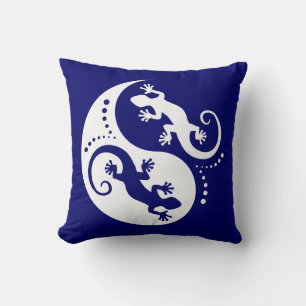 YIN & YANG Geckos white + your background & idea Cushion