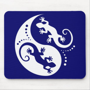 YIN & YANG Geckos white + your background & idea Mouse Pad
