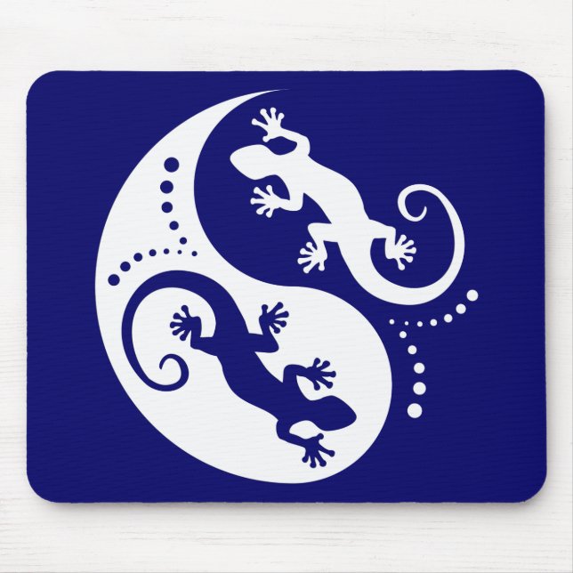 YIN & YANG Geckos white + your background & idea Mouse Pad (Front)