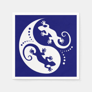 YIN & YANG Geckos white + your background & idea Napkin