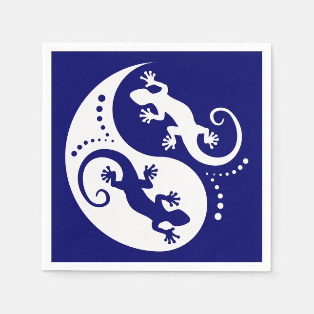 YIN & YANG Geckos white + your background & idea Napkin (Front)