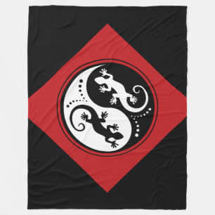 YIN & YANG Geckos white + your idea Fleece Blanket