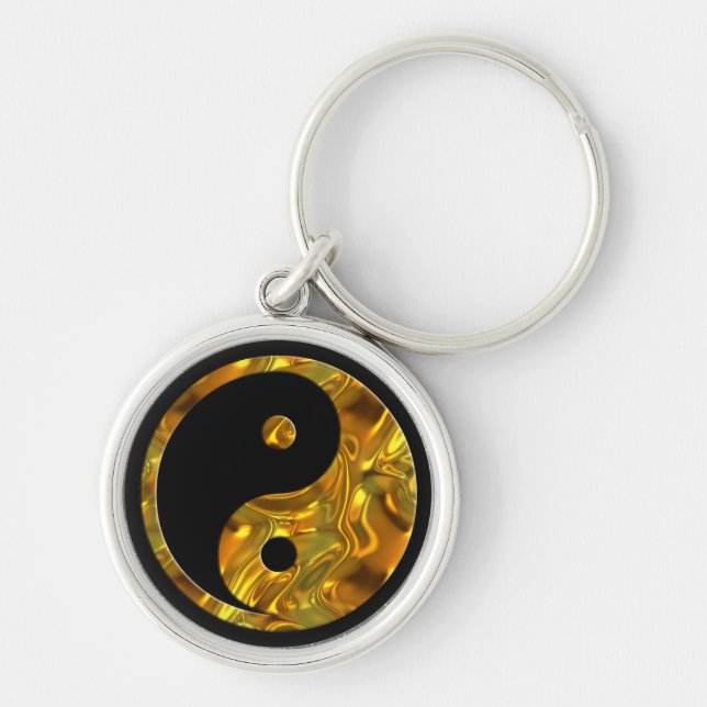 Yin & Yang GOLD | black Key Ring (Front)