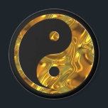 Yin & Yang GOLD | black Magnet<br><div class="desc">Digital Spirit-symbol artwork by EDDA Fröhlich | Yin & Yang = both terms represent the duality of opposing principles in one = (male / female,  etc.) | symbol: Buddhism Yin & Yang</div>