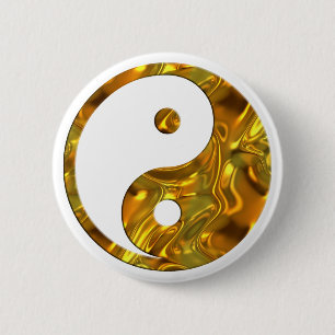 Yin & Yang GOLD make your own background 6 Cm Round Badge