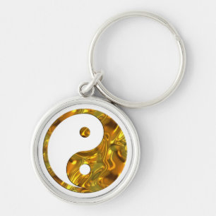 Yin & Yang GOLD make your own background Key Ring