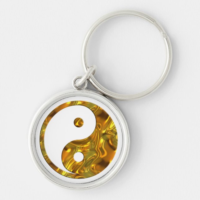 Yin & Yang GOLD | make your own background Key Ring (Front)
