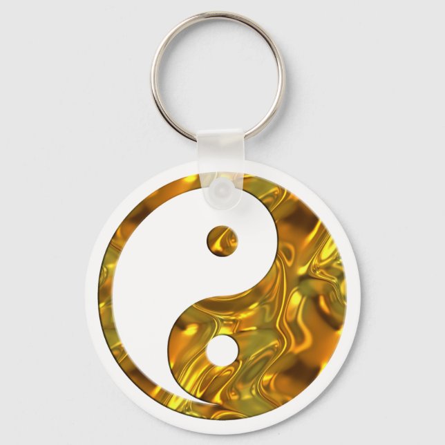Yin & Yang GOLD | make your own background Key Ring (Front)