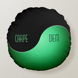 yin yang - green round cushion