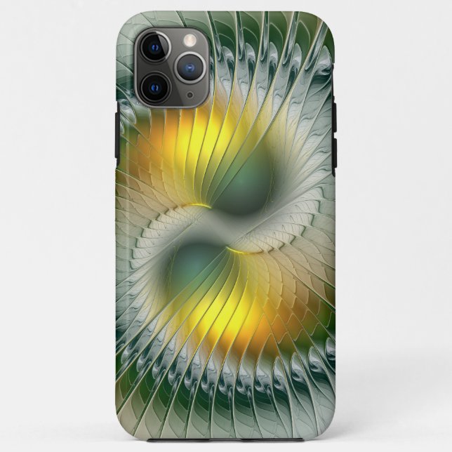 Yin Yang Green Yellow Abstract Colourful Fractal Case-Mate iPhone Case (Back)