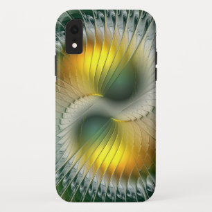Yin Yang Green Yellow Abstract Colourful Fractal iPhone XR Case