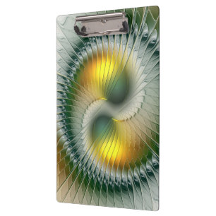 Yin Yang Green Yellow Abstract Colourful Fractal Clipboard