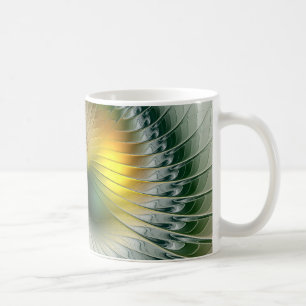 Yin Yang Green Yellow Abstract Colourful Fractal Coffee Mug