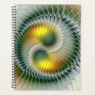 Yin Yang Green Yellow Abstract Colourful Fractal Planner
