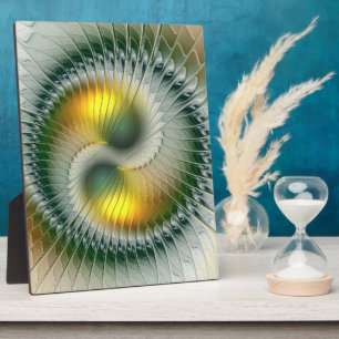 Yin Yang Green Yellow Abstract Colourful Fractal Plaque