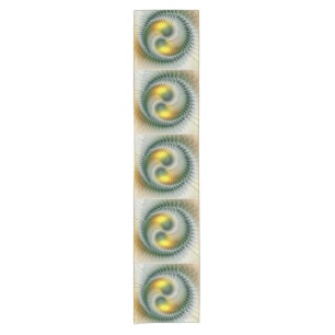 Yin Yang Green Yellow Abstract Colourful Fractal Short Table Runner