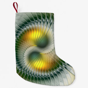 Yin Yang Green Yellow Abstract Colourful Fractal Small Christmas Stocking