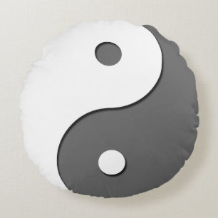 Yin Yang - grey 1 Round Cushion