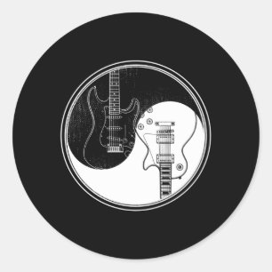 Yin Yang Guitar Acoustic Rock Music Lover Classic Round Sticker