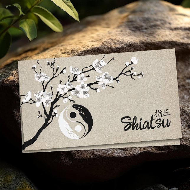 Yin Yang Hands Sakura Tree Branch Business Card (Creator Uploaded)