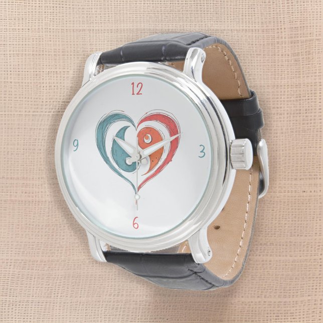 Yin Yang Heart Artistic Leather Watch (Creator Uploaded)