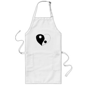 Yin Yang Heart (B/W) Long Apron