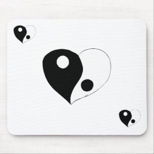 Yin Yang Heart (B/W) Mouse Pad