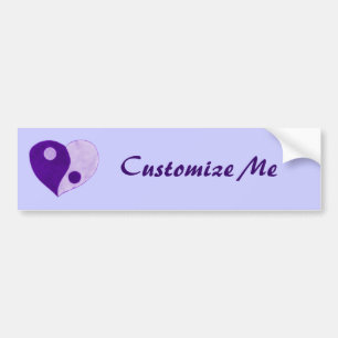 Yin Yang Heart (Purple/Lilac) Bumper Sticker