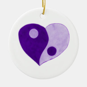 Yin Yang Heart (Purple/Lilac) Ceramic Ornament