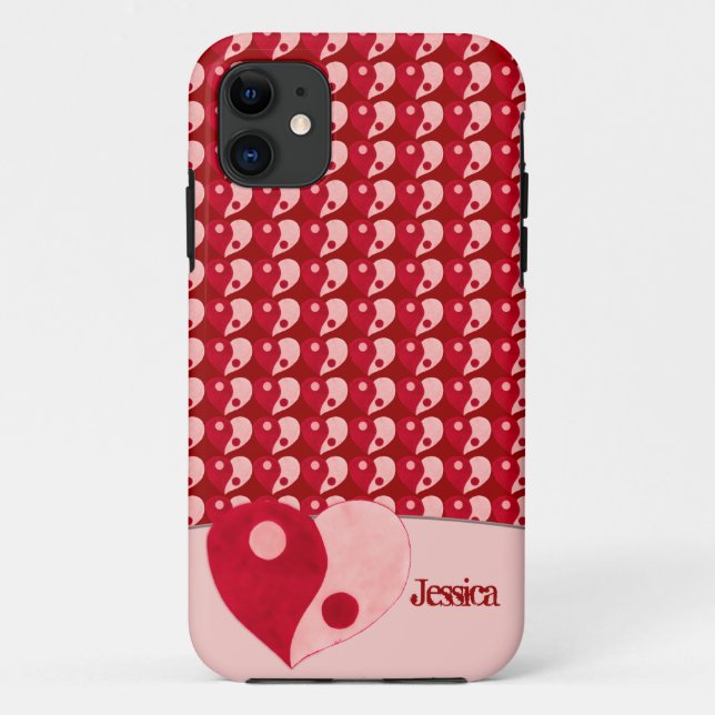 Yin Yang Heart (Red/Pink) Case-Mate iPhone Case (Back)