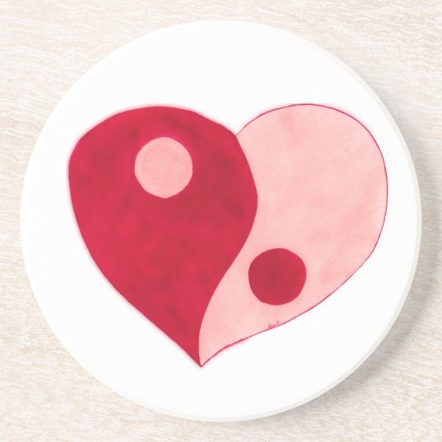 Yin Yang Heart (Red/Pink) Coaster (Front)