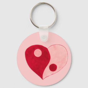 Yin Yang Heart (Red/Pink) Key Ring