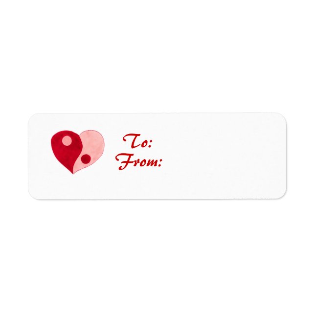 Yin Yang Heart (Red/Pink) Return Address Label (Front)