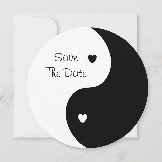 Yin Yang Heart Save The Date Wedding (Front)