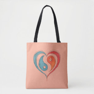 Yin Yang Heart Tote Bag - Personalised