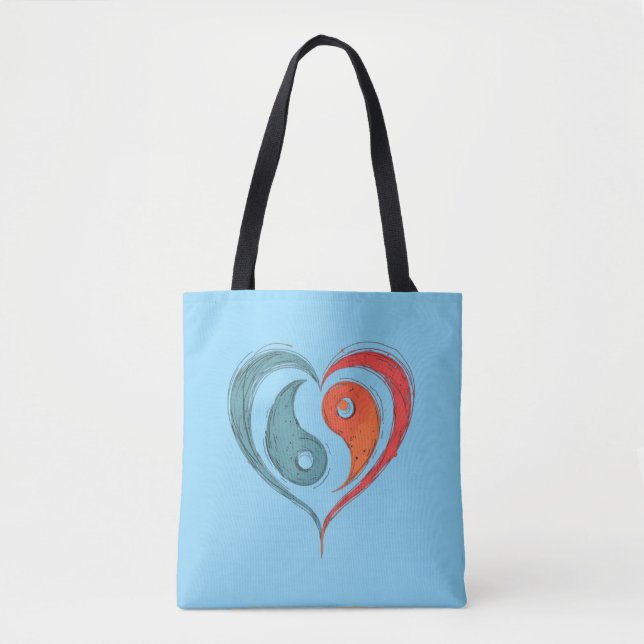 Yin Yang Heart Tote Bag - Personalised (Front)