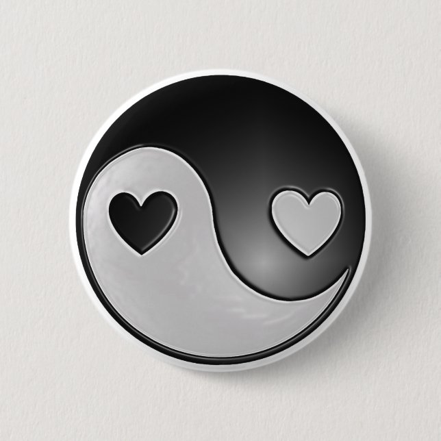 yin yang hearts 6 cm round badge (Front)