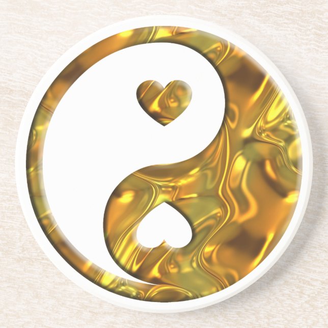 Yin & Yang / Hearts gold Coaster (Front)