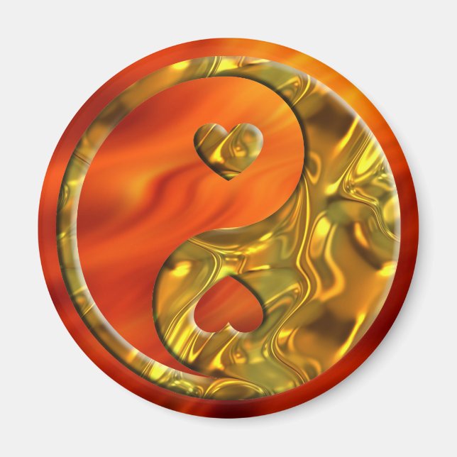 Yin & Yang / Hearts gold Magnet (Front)