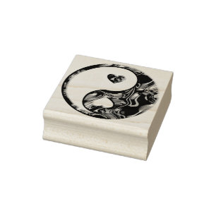 Yin & Yang Hearts gold + your ideas Rubber Stamp