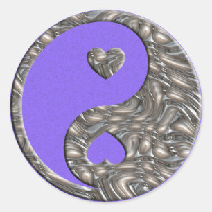 Yin & Yang / Hearts SILVER   lils splatter Classic Round Sticker