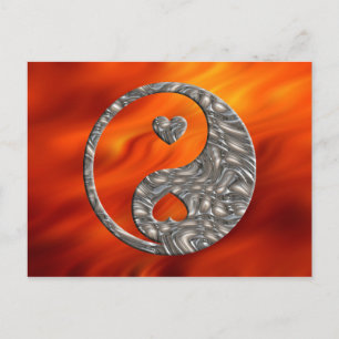Yin & Yang / Hearts SILVER Postcard