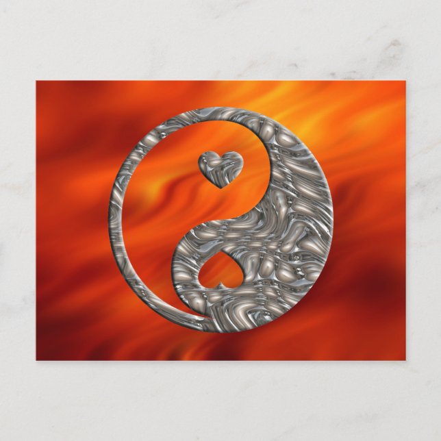 Yin & Yang / Hearts SILVER Postcard (Front)