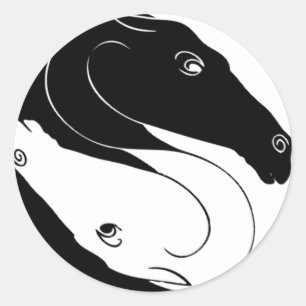 Yin Yang Horse Heads Classic Round Sticker