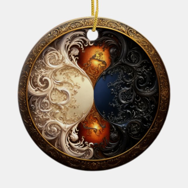 Yin-Yang Hourglass Ceramic Ornament (Front)