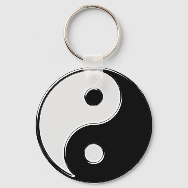 Yin Yang in Black and White Key Ring (Front)