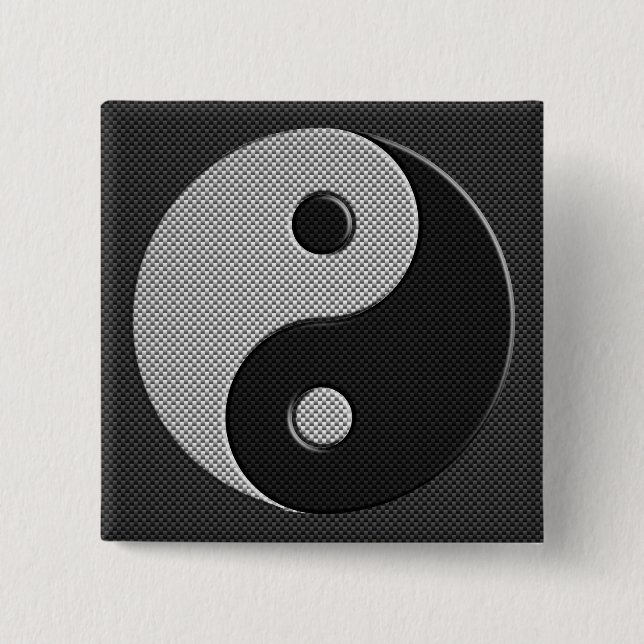 Yin Yang in Carbon Fibre Print Style 15 Cm Square Badge (Front)