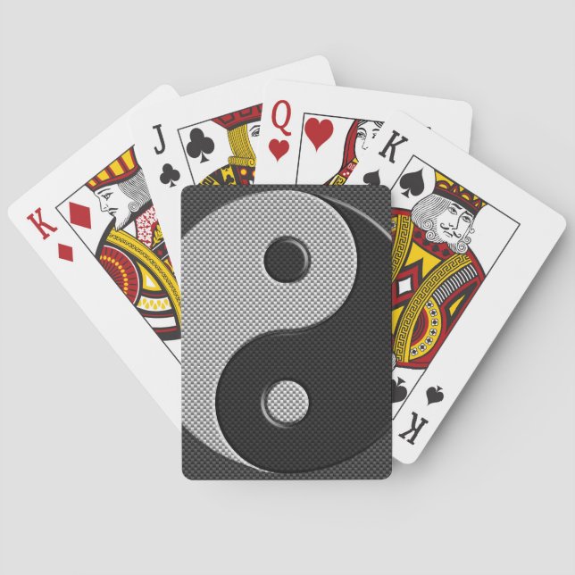 Yin Yang in Carbon Fibre Print Style Playing Cards (Back)