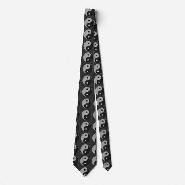 Yin Yang in Carbon Fibre Print Style Tie (Front)
