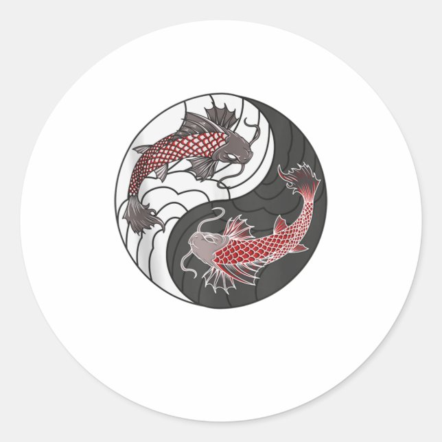 Yin Yang Japanese Koi Fish Classic Round Sticker (Front)